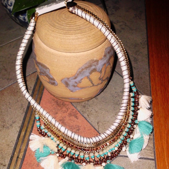 World Market bead/fringe choker necklace, NWT - Picture 4 of 4